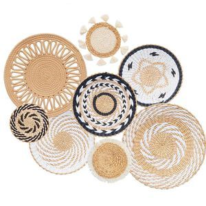 8 Pack Boho Wall Decor, 12 Inch Wall Basket Decor Round Handmade Hanging,🤩